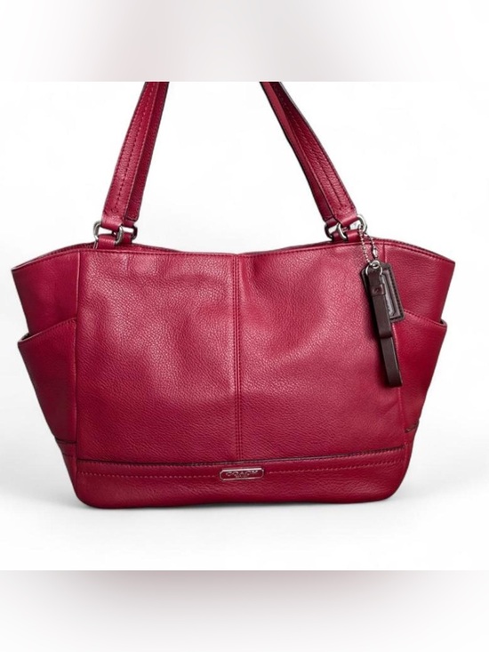 Coach Handbags - Coach Park Leather Carrie Tote F23284 Red Pebbled Leather Shoulder Bag